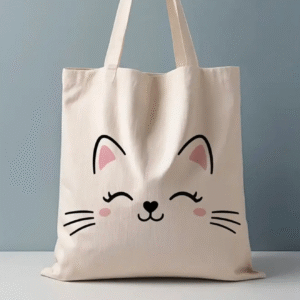 1pc Black Cat Floral Tote Bag - Reusable Grocery Shopping Bag, Double-Sided Printed Design